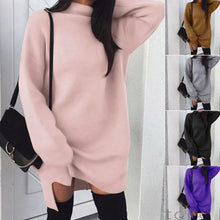 Load image into Gallery viewer, Autumn Winter Warm Long Sleeve Women Knitted Sweater Dress White Turtleneck Sweaters Pullover Jumper Female Clothes