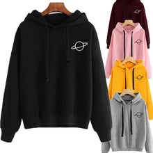 Load image into Gallery viewer, OEAK Women Hoodies Casual Kpop Planet Print Solid Loose Drawstring Sweatshirt Long Sleeve Hooded 2019 Autumn Female Pullover