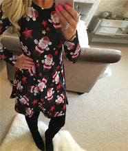 Load image into Gallery viewer, 4XL 5XL Large Size Dress Casual Printed Cartoon Christmas Dress Autumn Winter Long Sleeve A -line Dress Plus Size Women Clothing