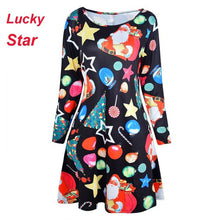 Load image into Gallery viewer, 4XL 5XL Large Size Dress Casual Printed Cartoon Christmas Dress Autumn Winter Long Sleeve A -line Dress Plus Size Women Clothing