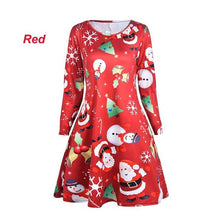 Load image into Gallery viewer, 4XL 5XL Large Size Dress Casual Printed Cartoon Christmas Dress Autumn Winter Long Sleeve A -line Dress Plus Size Women Clothing